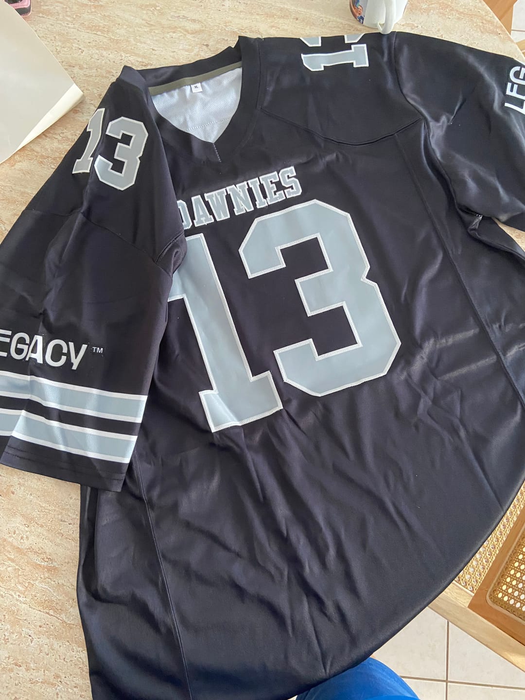 Customer photo review of Custom Black Gray-White Personalized Classic Authentic Football Jersey