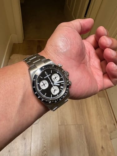 Customer photo review of GOLDACE - 100M WR Titanium Mecha-Quartz Chronograph Watch | Cream