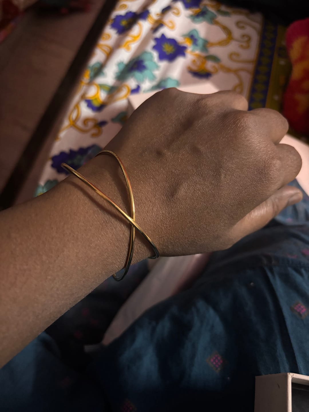 Customer photo review of Golden Crossover Kada Bracelet