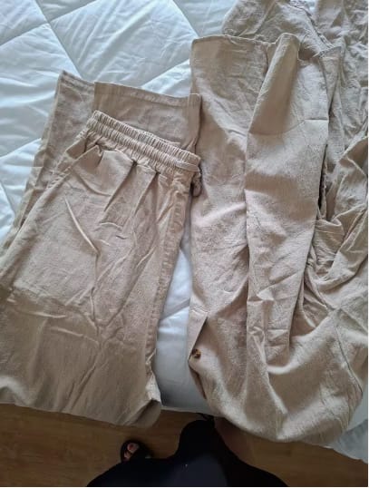Customer photo review of Men's Linen Cotton Soft Breathable Set