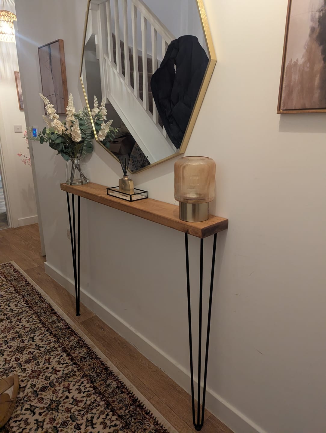 Customer photo review of Console Table 15cm Depth | Hairpin Leg