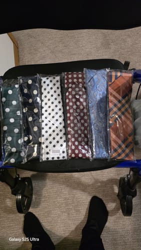 Customer photo review of Sky Blue Paisley Men's Necktie Pocket Square Cufflinks Set