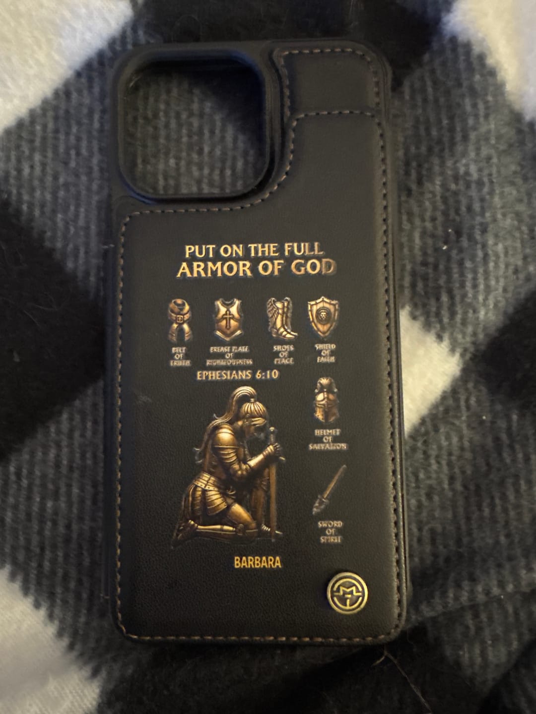 Customer photo review of Put On The Full Amor Of God - Personalized Christian Wallet Phone Case