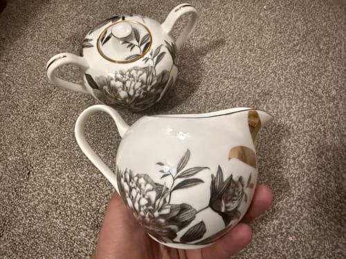 Customer photo review of Black Gold Peony Fine Porcelain Sugar & Creamer Set