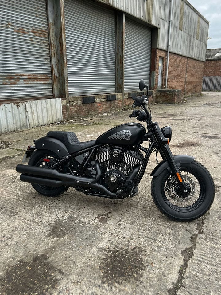 Customer photo review of Iron Born Diamond Stitch Indian Chief Bobber Dark Horse 2-Up Seat Black