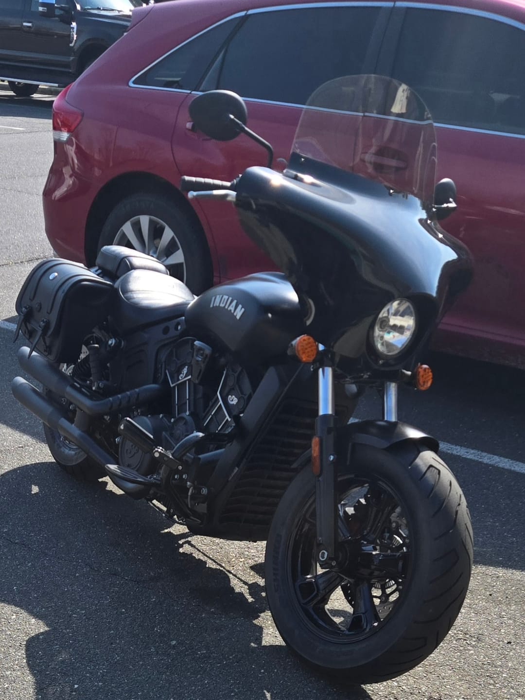 Customer photo review of 25L - SpiritBlade Large Indian Scout Bobber Sixty Leather Motorcycle Saddlebags