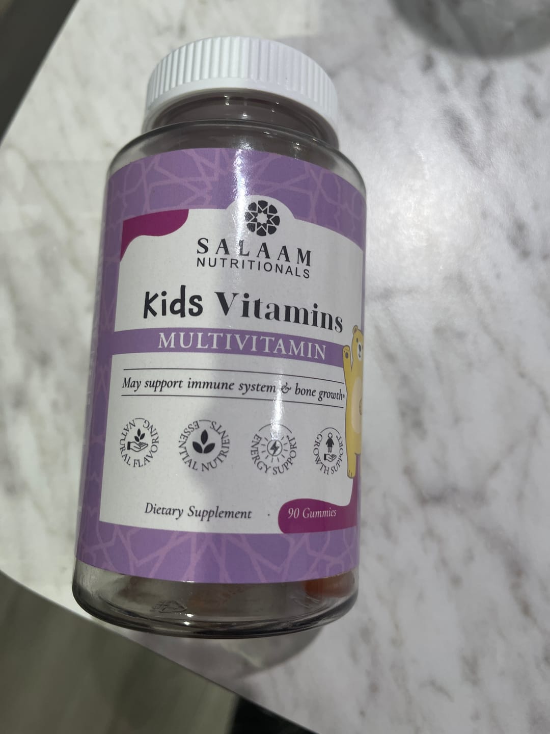 Customer photo review of Noor Kids Halal Gummy Multivitamins with Vitamins A, C, E & Zinc - 90 Count | Salaam Nutritionals
