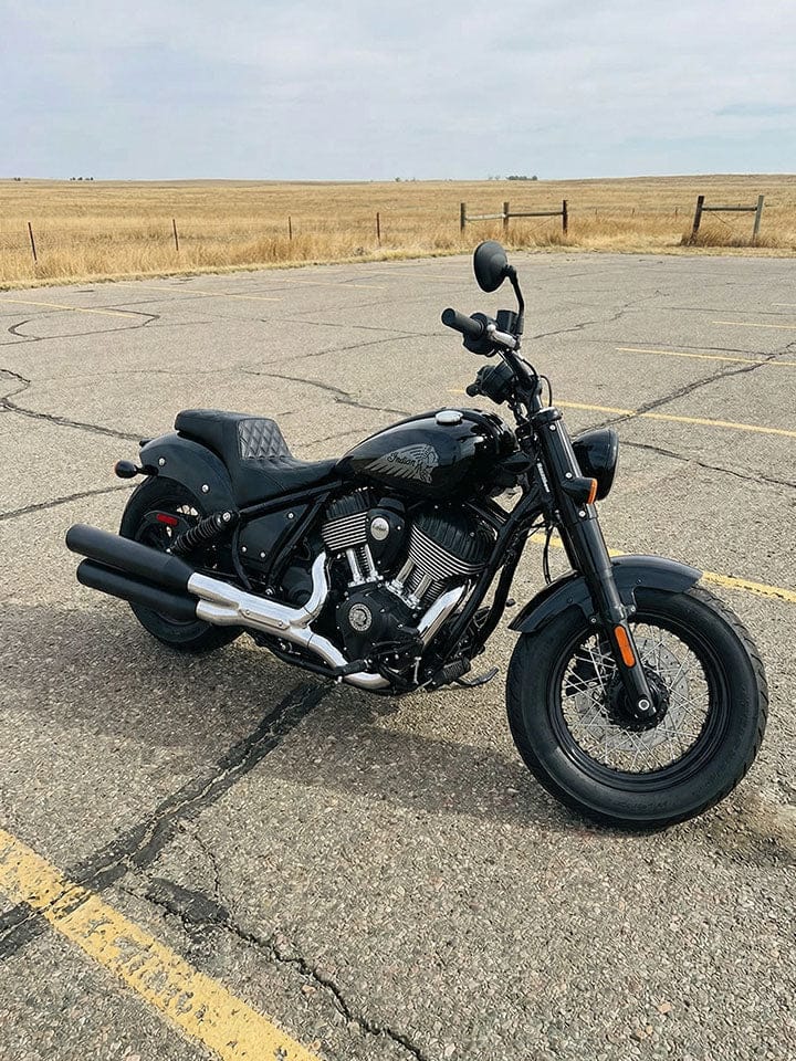 Customer photo review of Iron Born Diamond Stitch Indian Chief Bobber 2-Up Seat Black