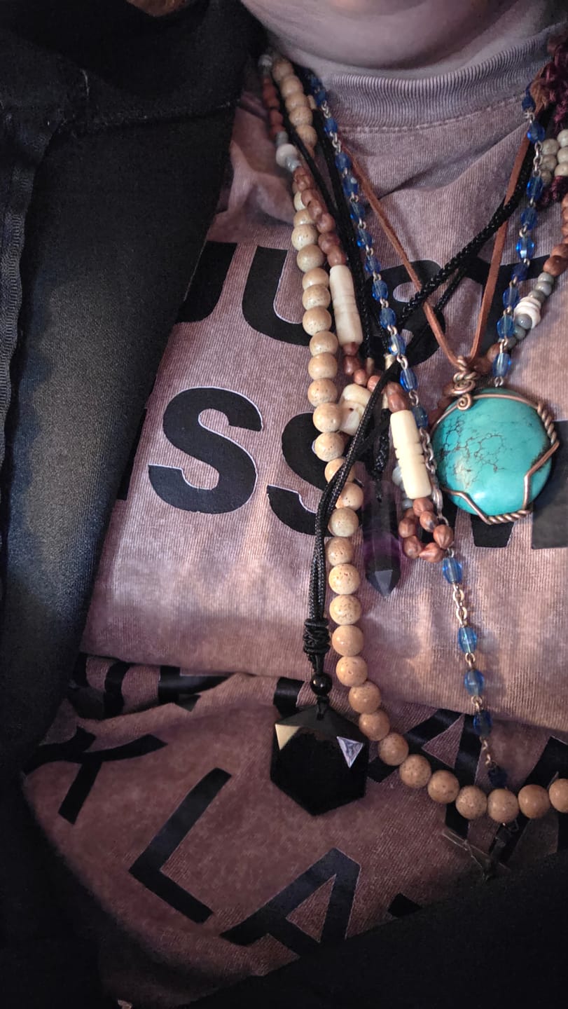 Customer photo review of Obsidian Self Protection Necklace