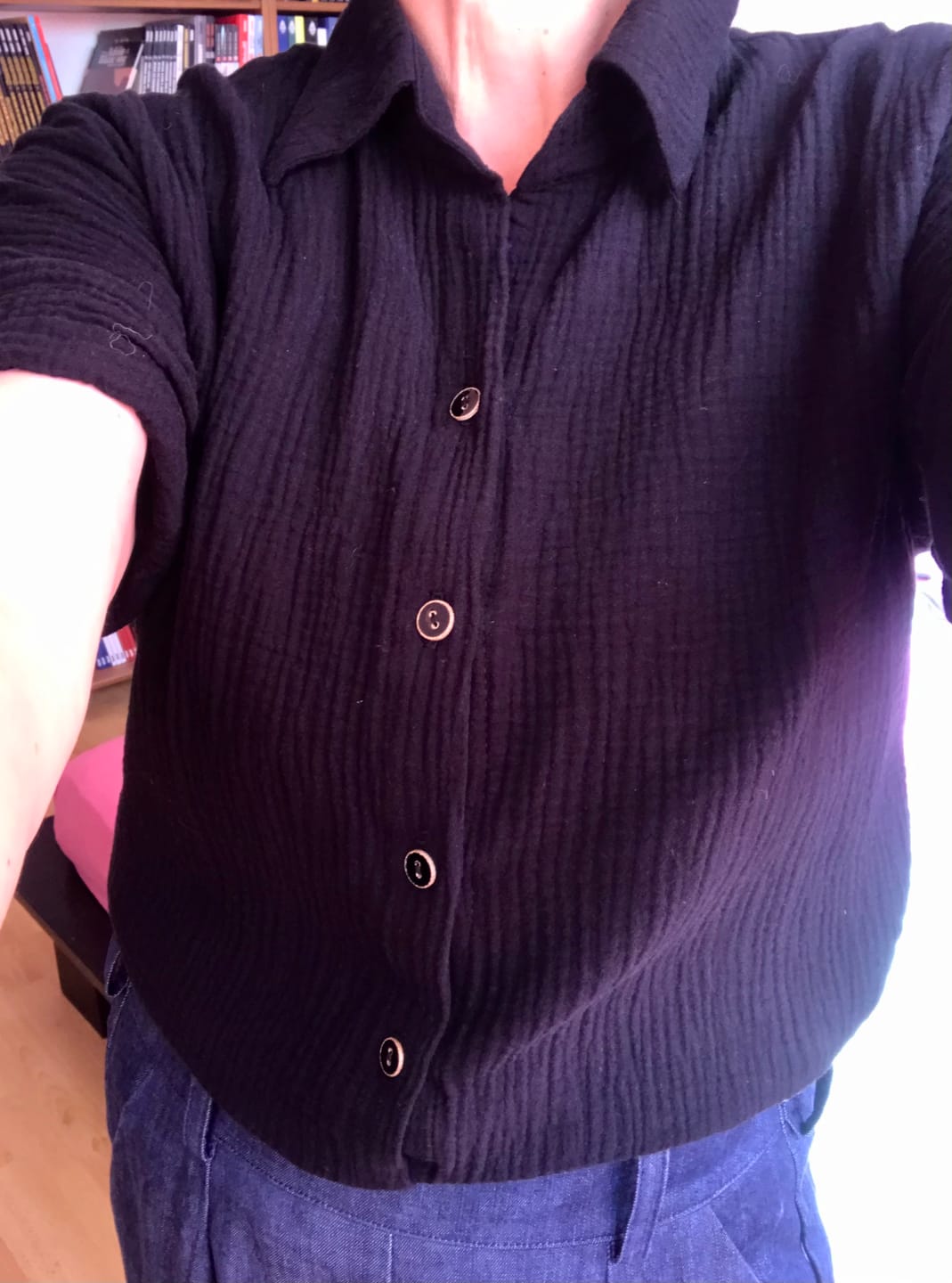 Customer photo review of Chemise Honorine - Double gaze de coton noire