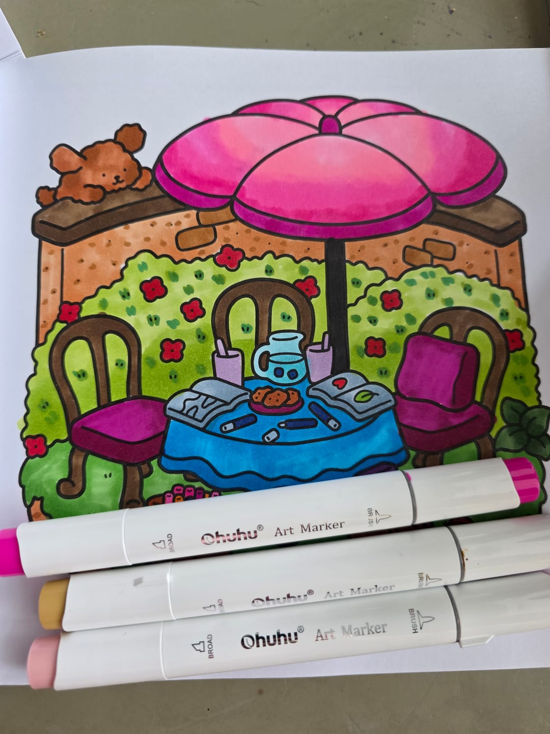 Customer photo review of Ohuhu Honolulu Brush Markers - Large Set