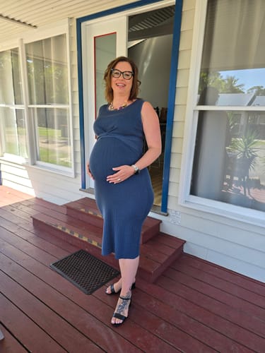 Customer photo review of Annabella Knit Maternity Tank Dress in Teal