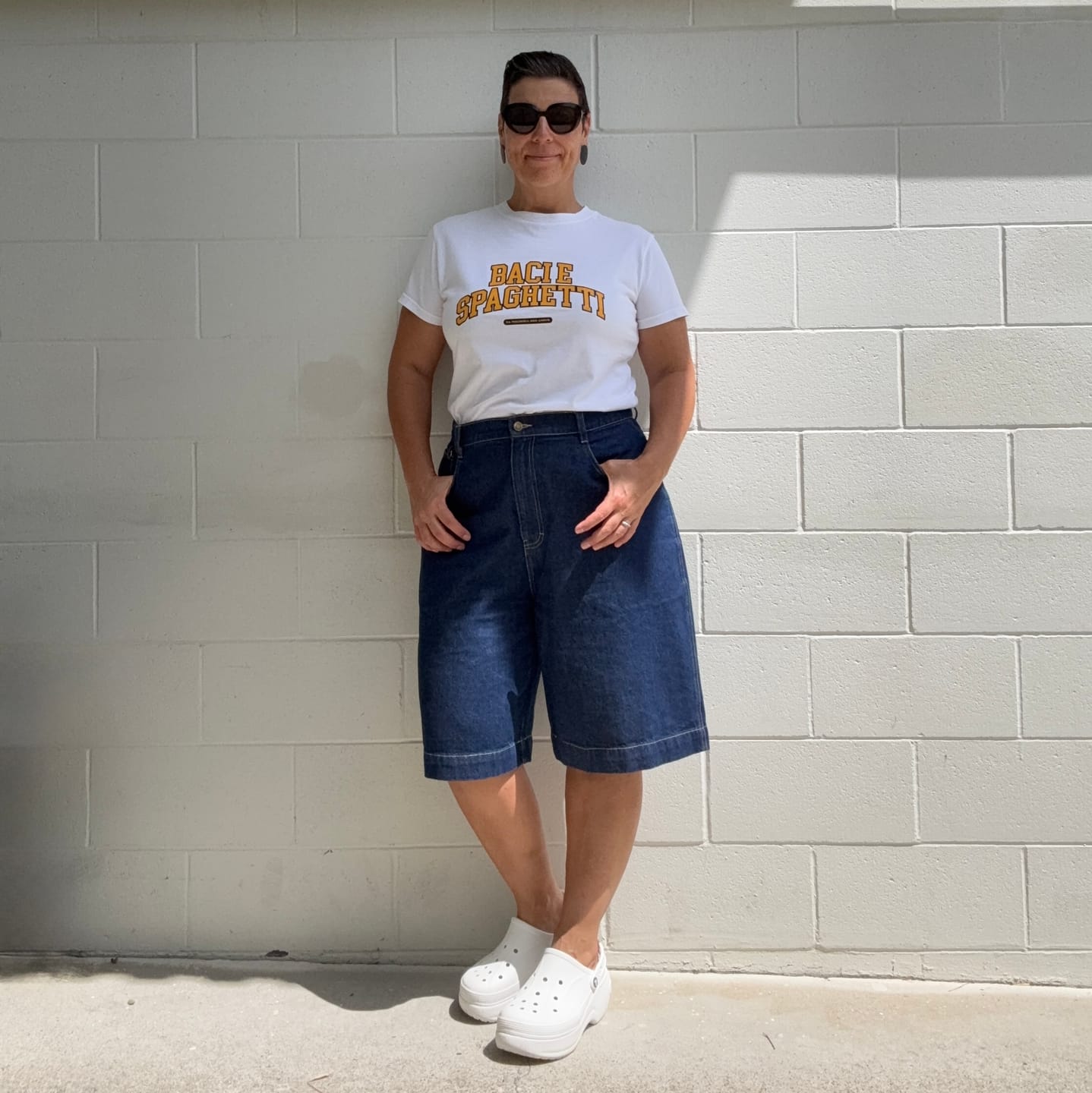 Customer photo review of Denim Bermuda Shorts - Mid Blue
