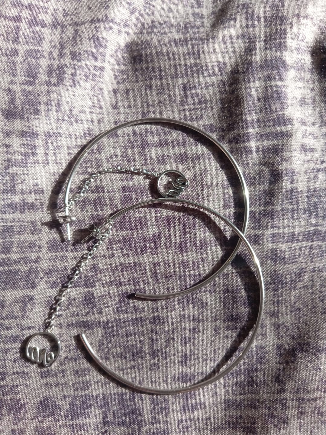 Customer photo review of Silver Era Drop Hoops