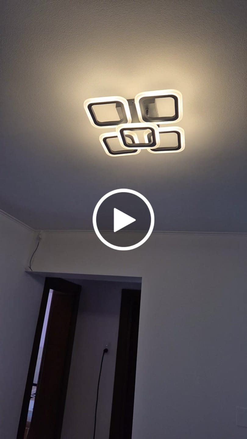 Customer video review of Lustra LED 4+1 SQUARE BLACK Echivalent 400W Telecomanda