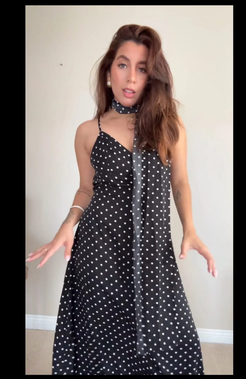 Customer photo review of Caryl Polka Dot Backless Maxi Dress