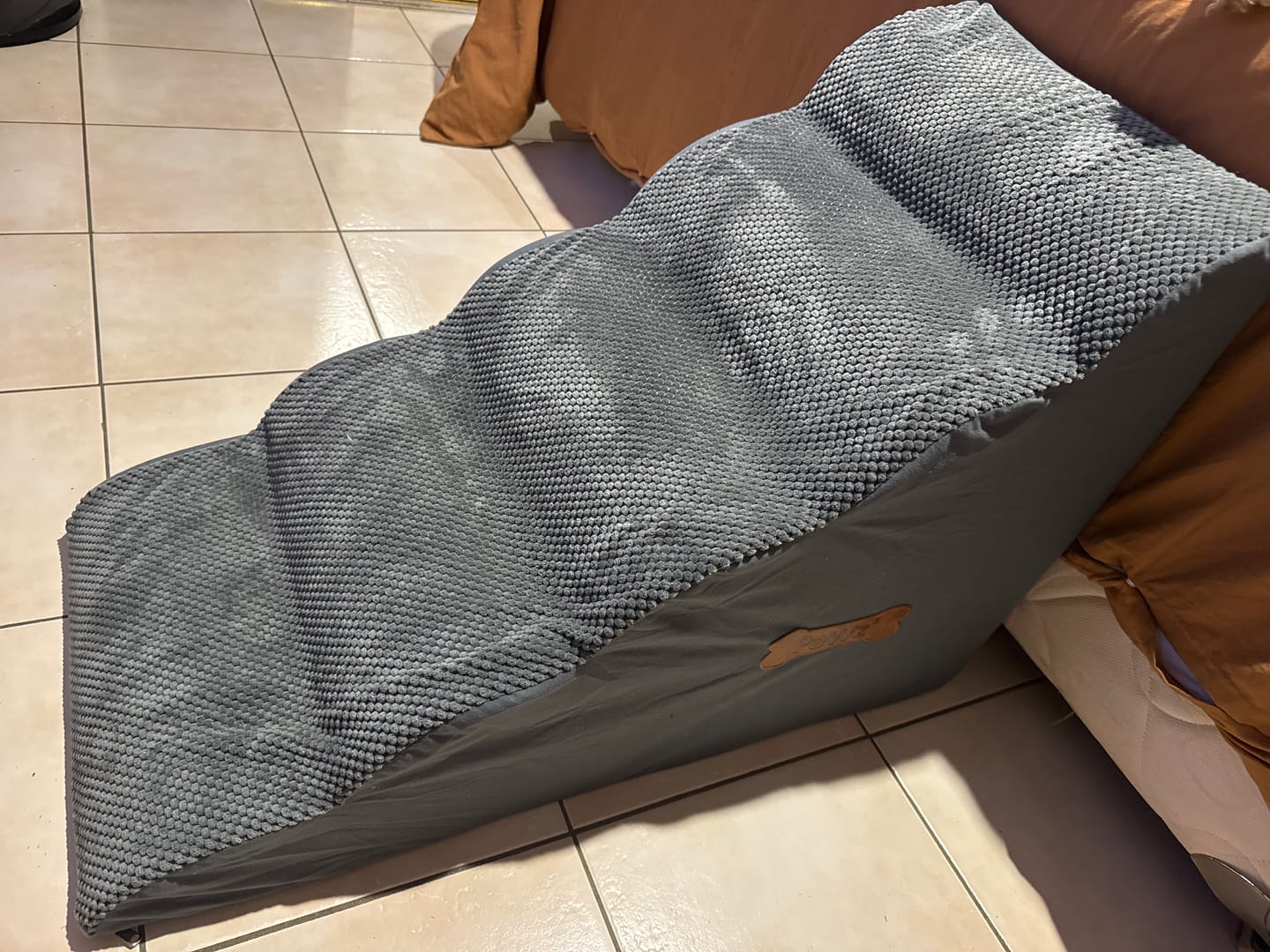 Customer photo review of Soft Foam Dog Stairs – Non-Slip Dog Steps for Beds & Couches