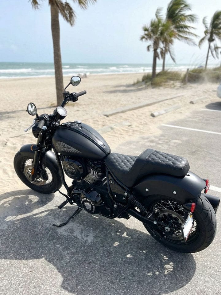 Customer photo review of Iron Born Diamond Stitch Indian Chief Bobber Dark Horse 2-Up Seat Black