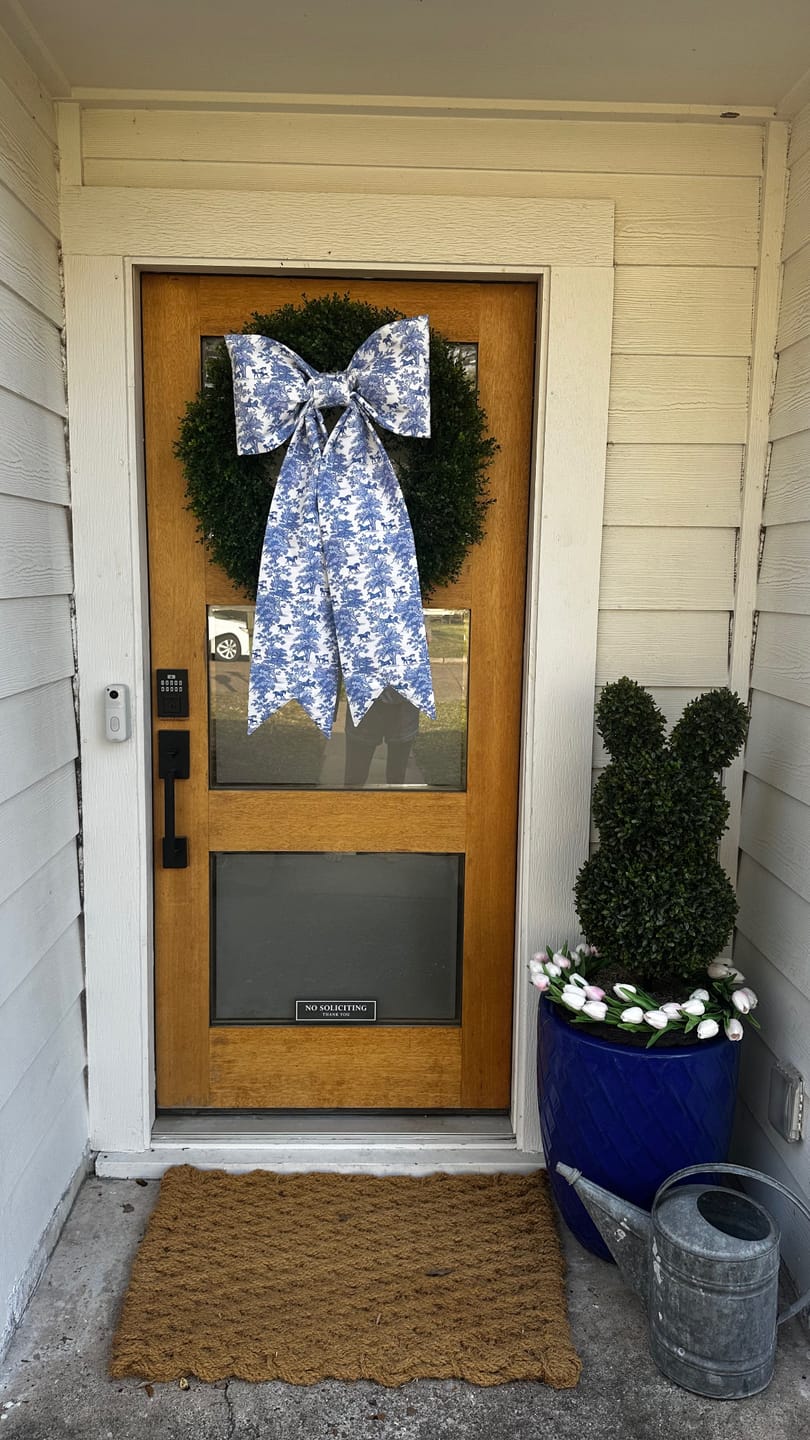 Customer photo review of Large Heritage Blue Toile Bow