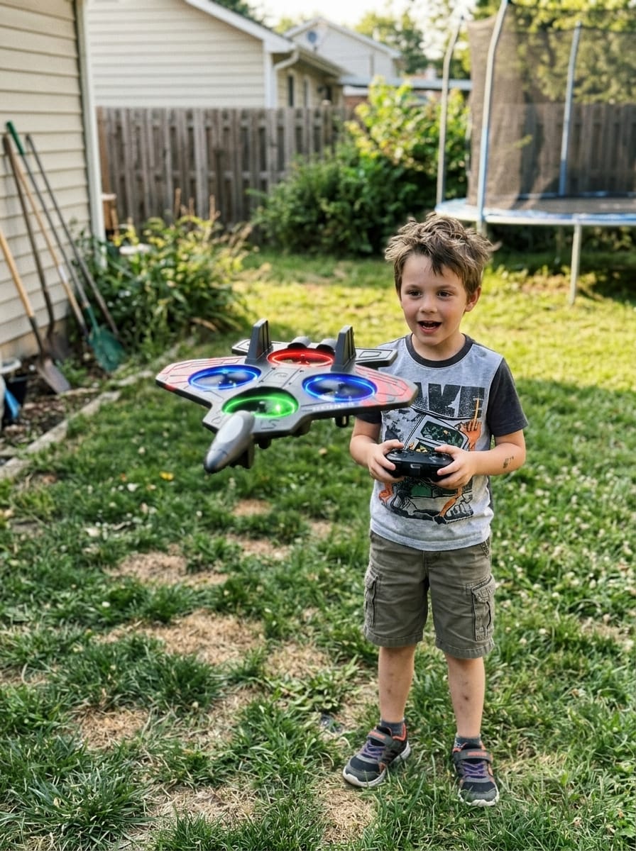 Customer photo review of LED Foam Drone for Kids | Remote Control Flying Toy Plane