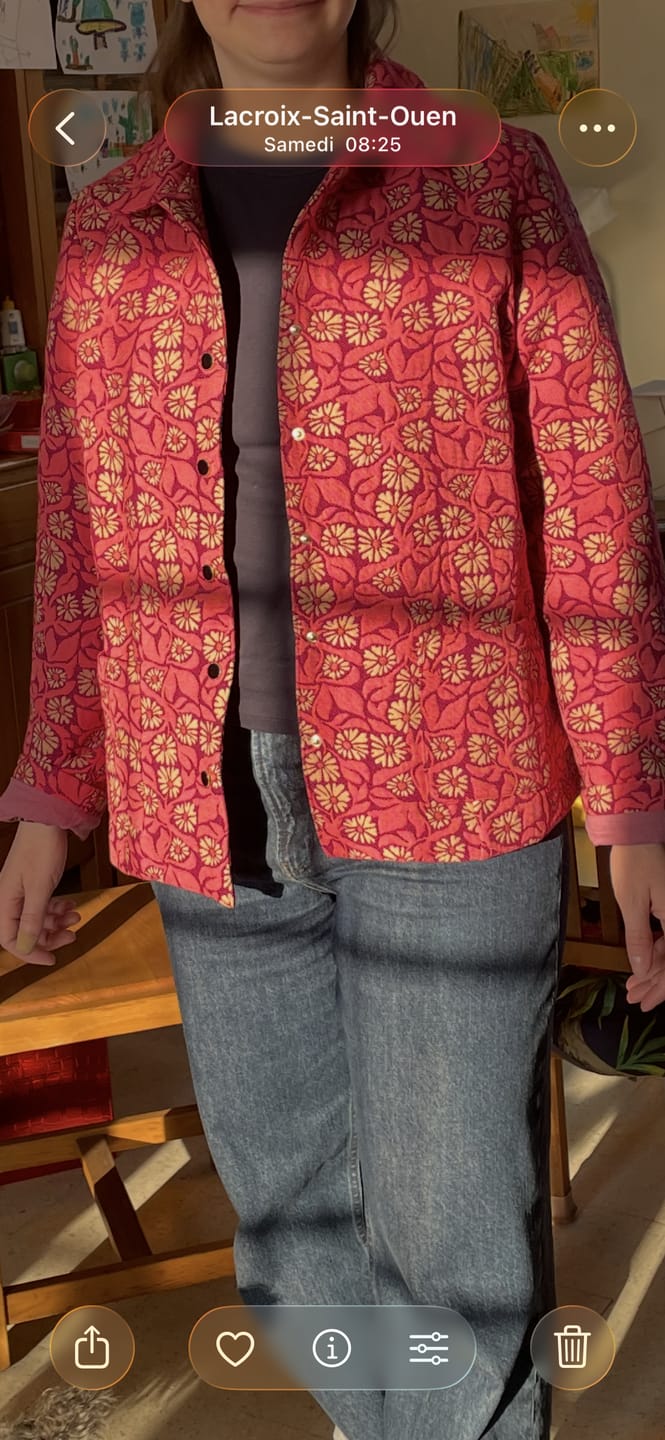 Customer photo review of Veste Solveig Jacquard “Roseraie Framboise”