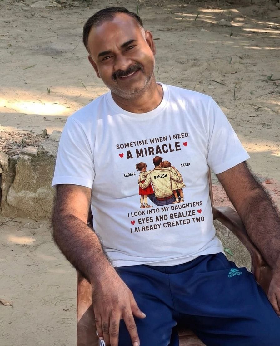 Customer photo review of CUSTOMIZED-LIFE IS BETTER WITH MY TWO DAUGHTERS AND A SON (MOTHER & KIDS) THREE CLASSIC T-SHIRT