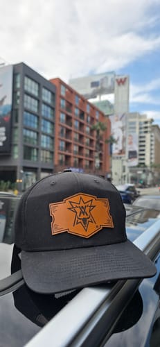 Customer photo review of Richardson 112 Genuine Leather Patch Hats Laser Engraved