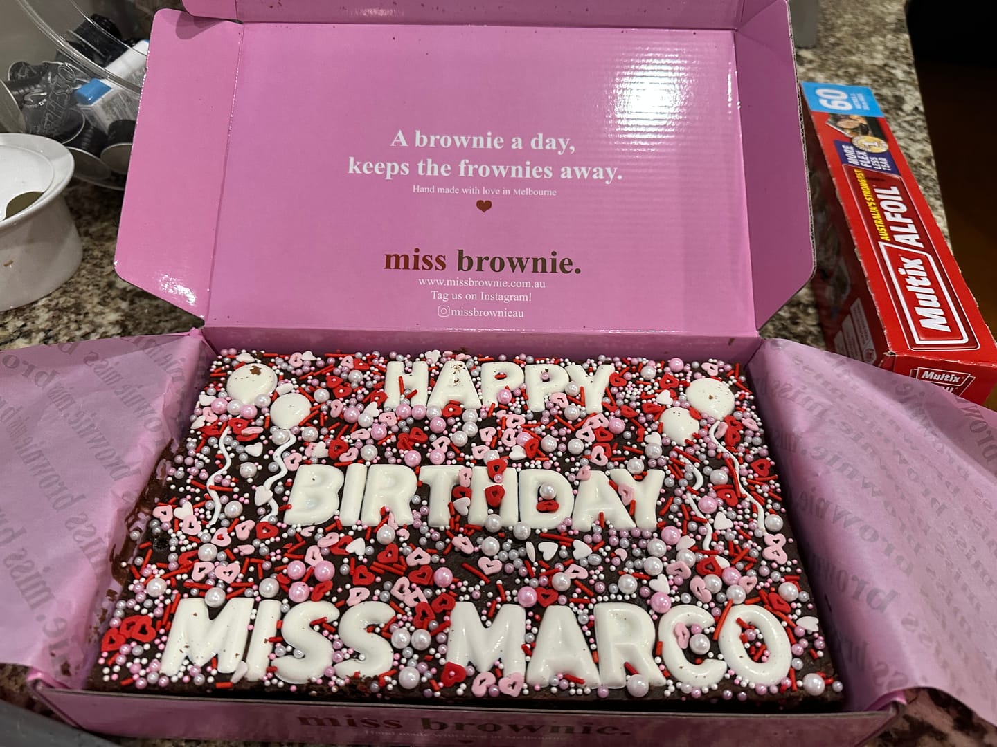 Customer photo review of Birthday Brownie · Large