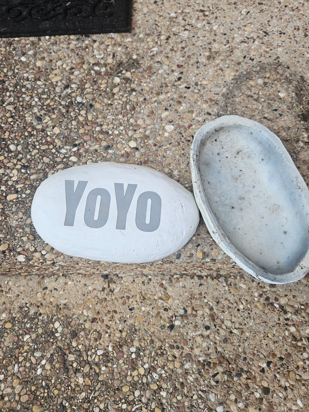 Customer photo review of Pet Grave Marker   Custom Engraved Pet Memorial Stone Paw Prints