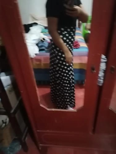 Customer photo review of Spring/Summer Chic Midi Polka Dot Dress - Sexy Fit & Flare, Comfortable Knit, Easy-Care