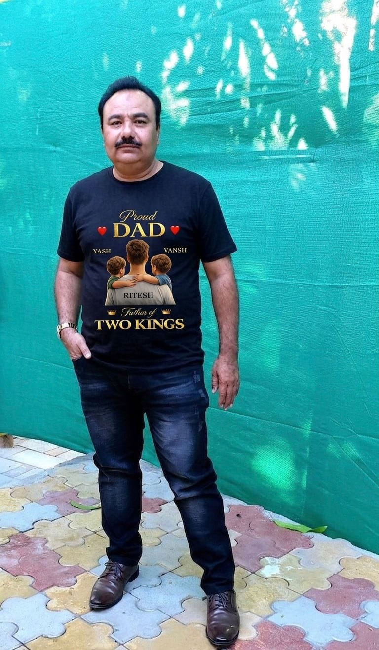 Customer photo review of CUSTOMIZED-MY HAPPINESS, MY SON & DAUGHTER (FATHER) CLASSIC T-SHIRT