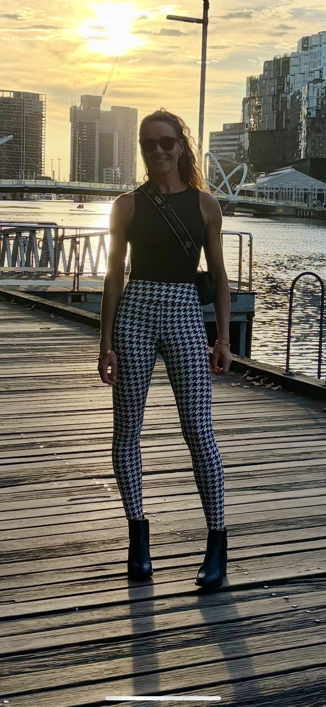Customer photo review of Black & White Houndstooth Print Yoga Leggings