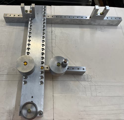 Customer's adjustable control arm jig built with the aluminum lathe pieces.