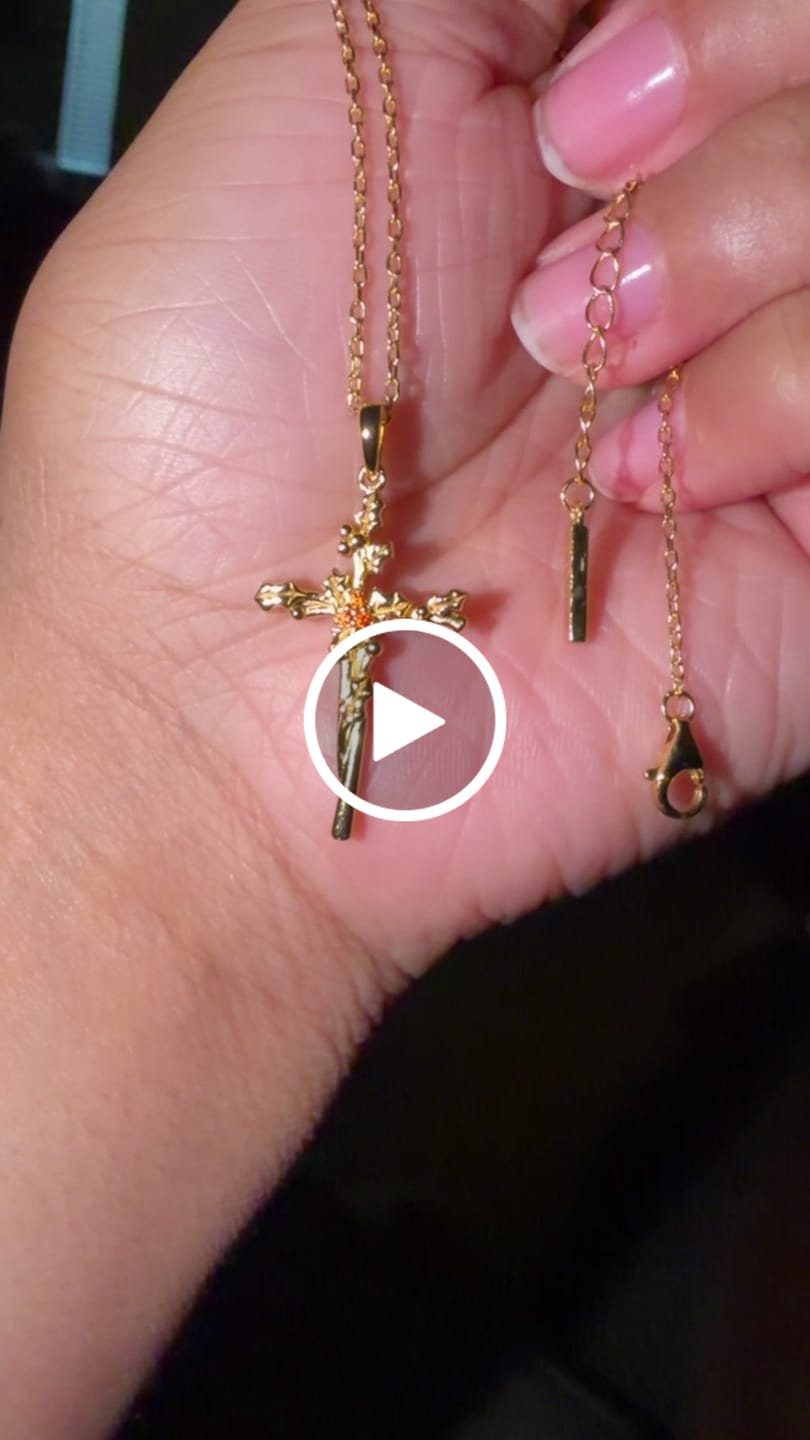 Customer video review of Floral Cross December Holly Birth Flower Necklace