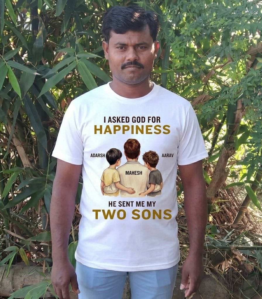Customer photo review of CUSTOMIZED-MY HAPPINESS, MY SON & DAUGHTER (FATHER) CLASSIC T-SHIRT