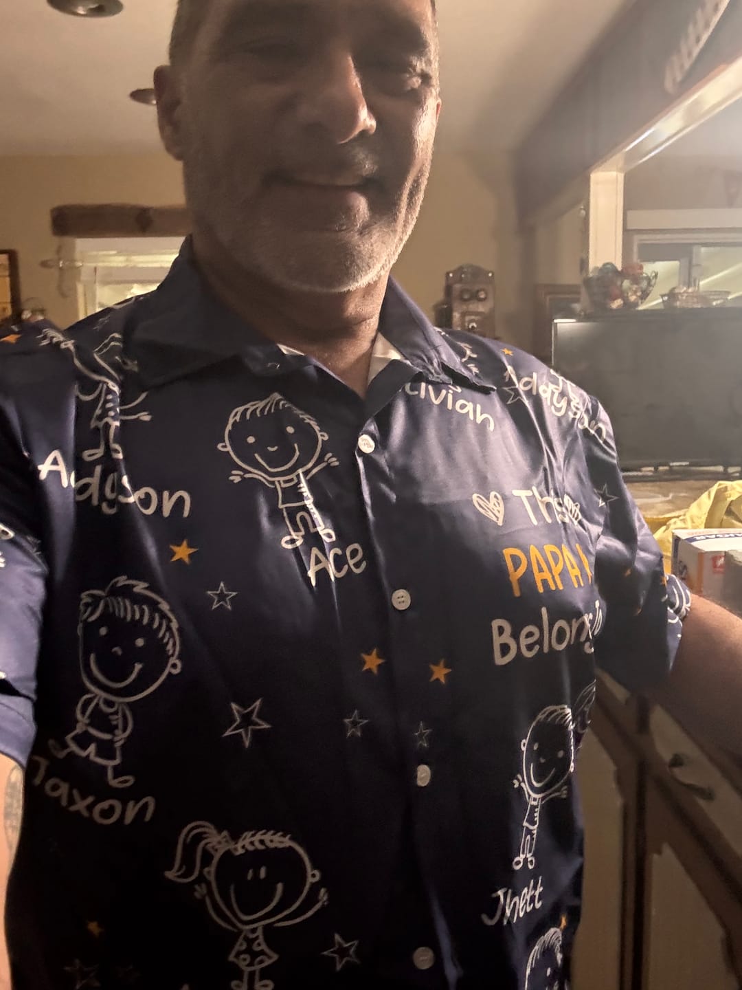 Customer photo review of Personalized Hawaiian Shirt- This Grandpa Belongs To Doodle