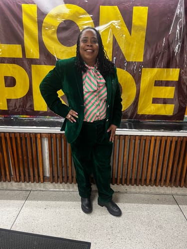 Customer photo review of Green Velvet Pants