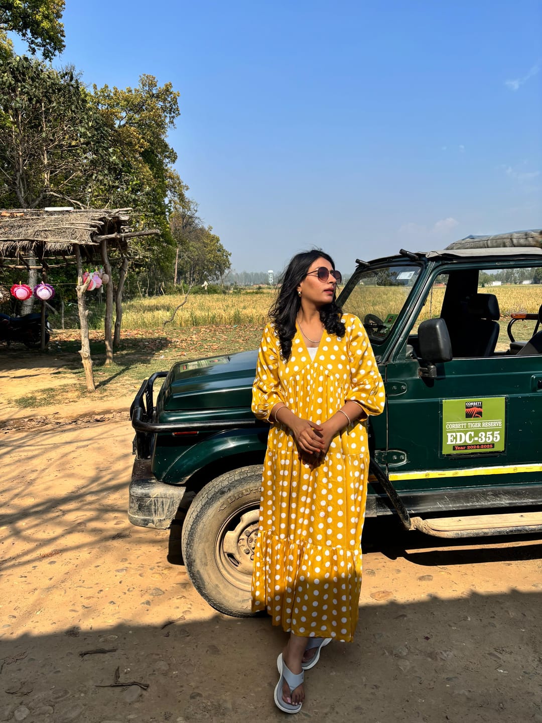 Customer photo review of Bonjour Yellow Polka Modal Maxi Dress