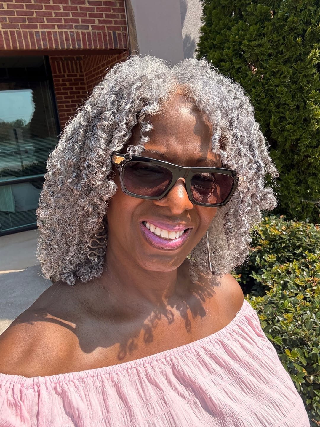 Customer photo review of Luvwin 5x5 Closure Salt & Pepper Burmese Curly Glueless Wig 100% Human Hair