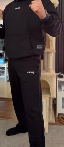 Customer photo review of STRAIGHT CUT TERRY JOGGERS BLACK