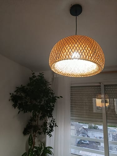 Customer photo review of Pantalla De Lámpara De Bambú Tejido Con Portalámpara 38 Cm