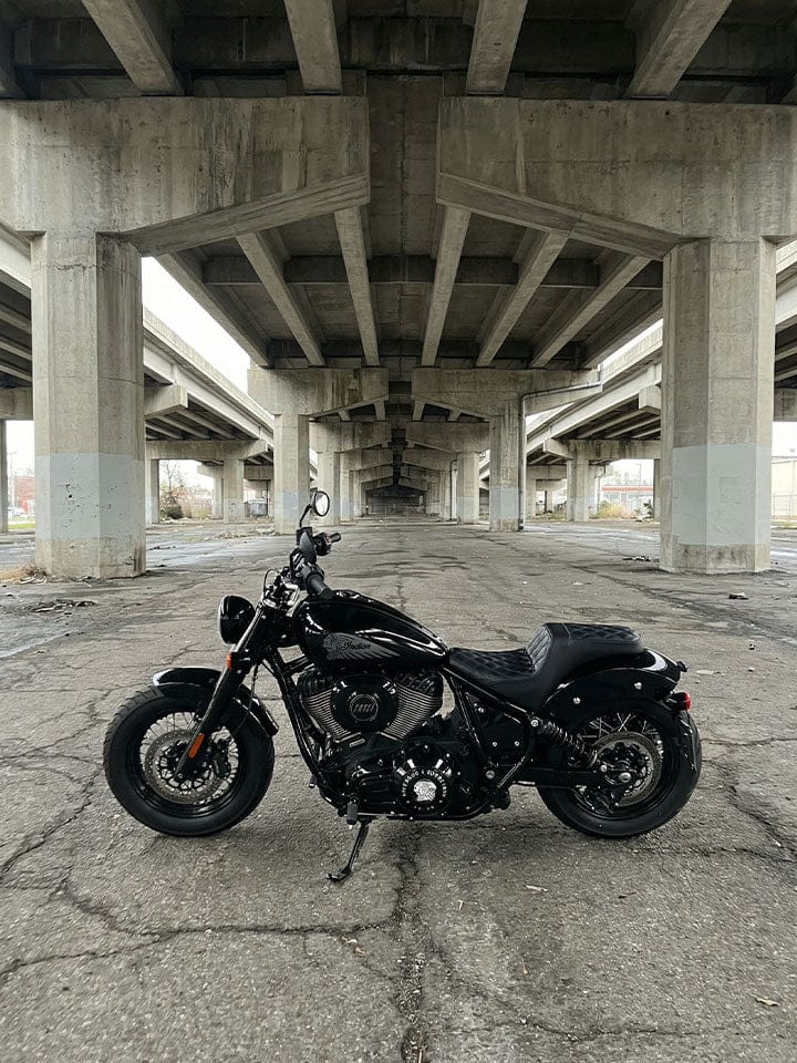 Customer photo review of Iron Born Diamond Stitch Indian Chief Bobber 2-Up Seat Black