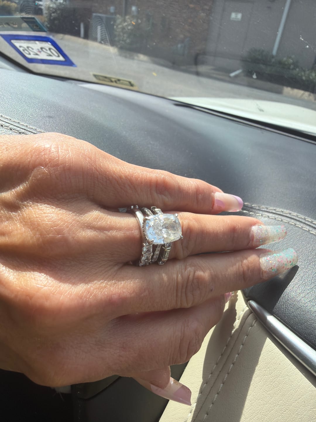 Customer photo review of Louily Exclusive Crushed Ice Cushion Cut Engagement Ring For Women In Sterling Silver
