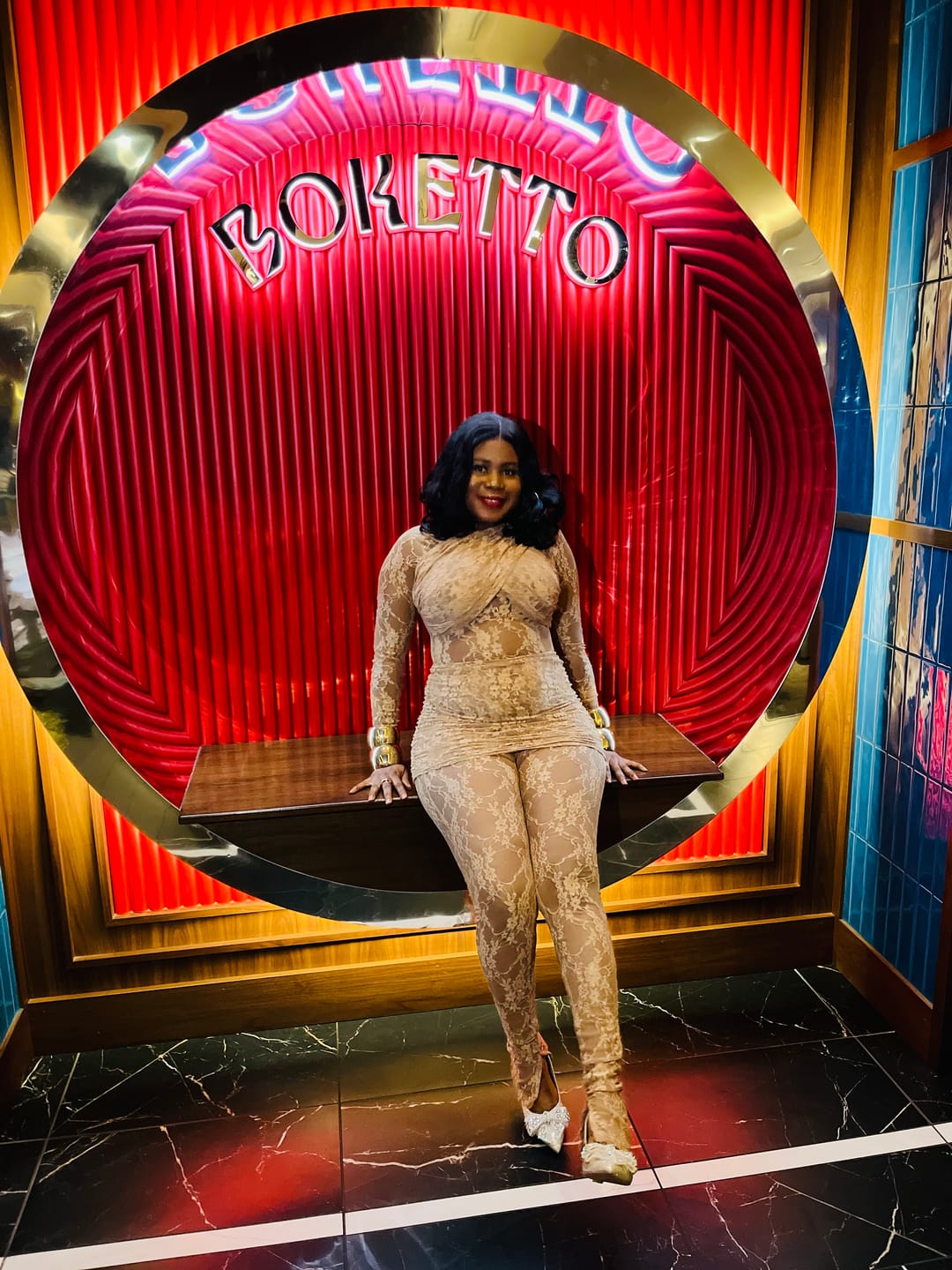 Customer photo review of LOOK 1086 LACE JUMPSUIT WITH SKIRT