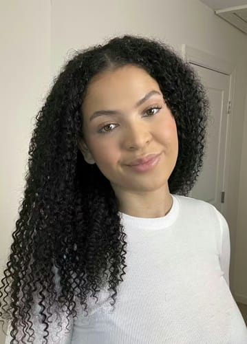 Customer photo review of Wavymy Afro Curly 3 In 1 Half Wig Upgrade Drawstring No Lace No Glue Human Hair Wigs 180% Density