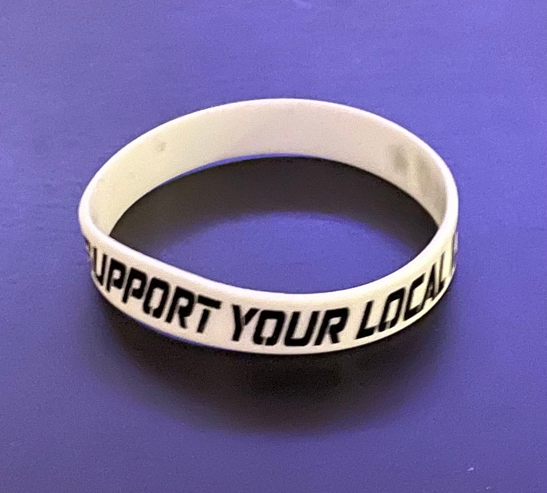 Customer photo review of Support Your Local Ice Raid Wristband and Decal