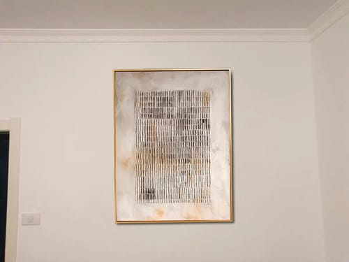 Customer photo review of Neutral Textured Grid Wall Art – Large Abstract Canvas Painting