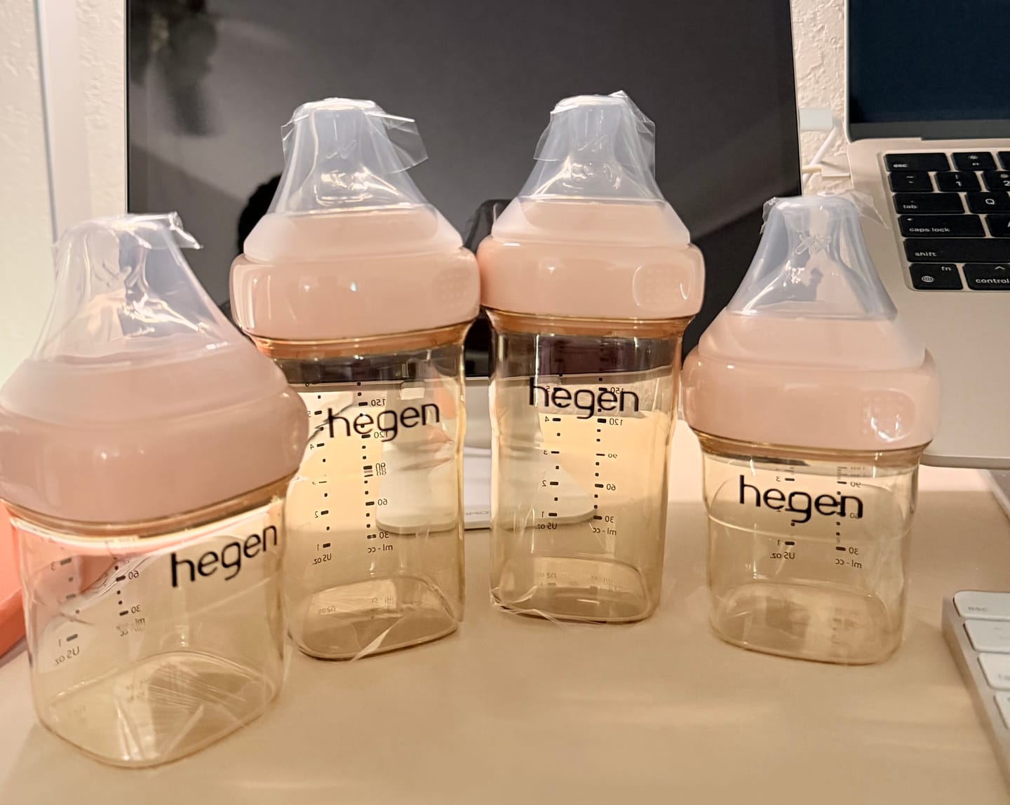 Customer photo review of Hegen PCTO™ 240ml/8oz Feeding Bottle PPSU PINK, 2-Pack with 2 x Medium Flow Nipple (3 to 6 months)