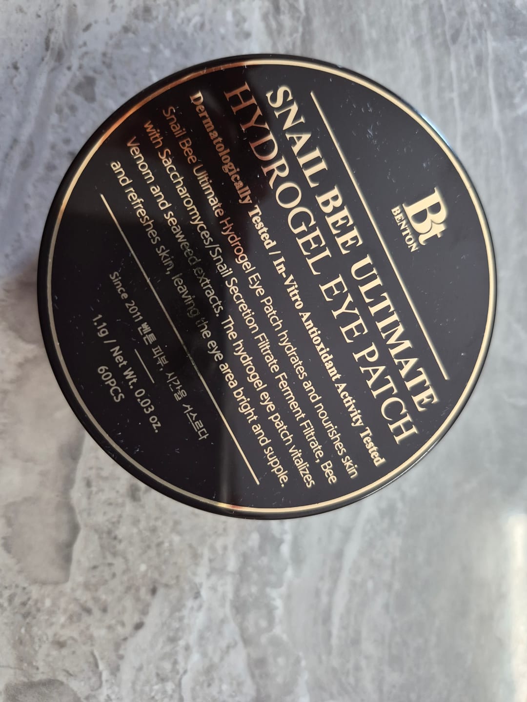 Customer photo review of Hidrogēla patči  ar gliemežu mucīnu Benton Snail Bee Ultimate Hydrogel Eye Patch