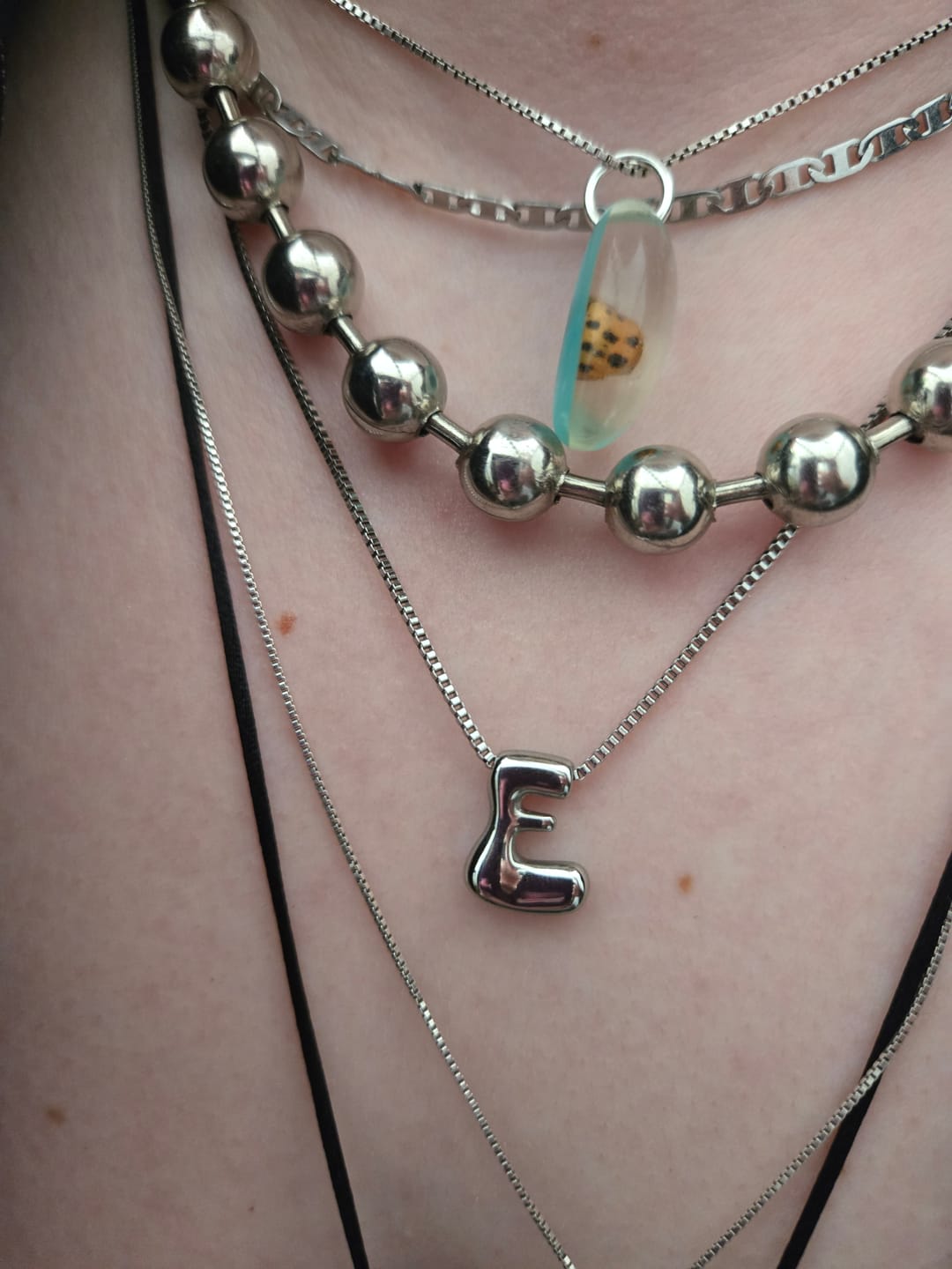 Customer photo review of Bubble Letter Necklace